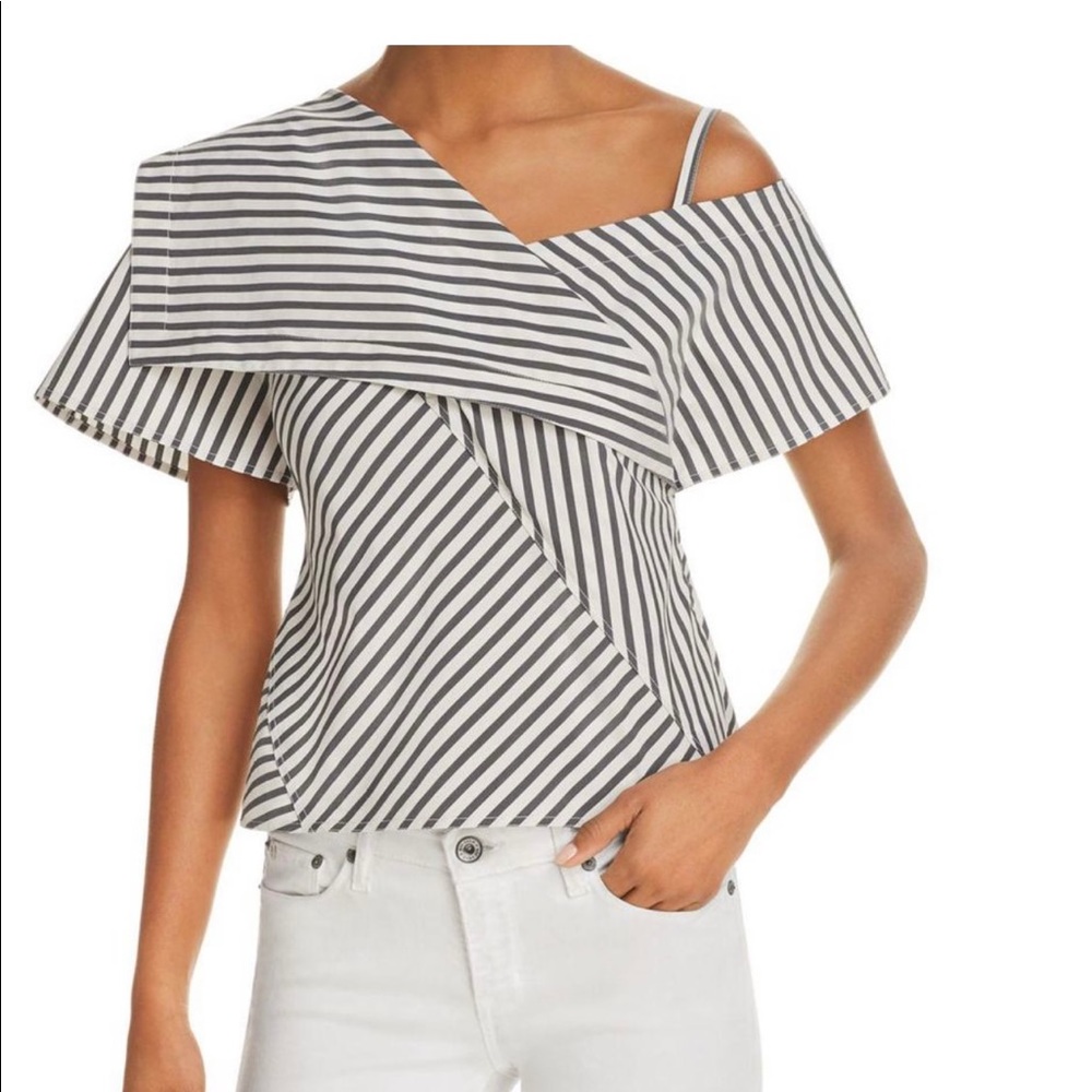 Theory Bryson Striped One Shoulder Top